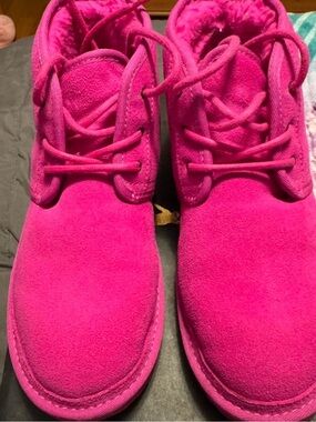 UGG Hot Pink Suede Lace-Up Ankle Boots
